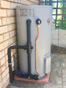 Electric Hot Water Systems Perth in backyard Perth Plumbing and Gasfitting